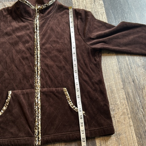 Onque Casuals Vintage Leopard Print Brown Velour Jacket Coat Women’s Size Large - Picture 5 of 10